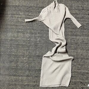 Gray Ribbed Knit Dress